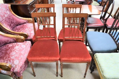 Set of four satinwood chairs