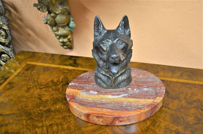 Spelter ink well on marble