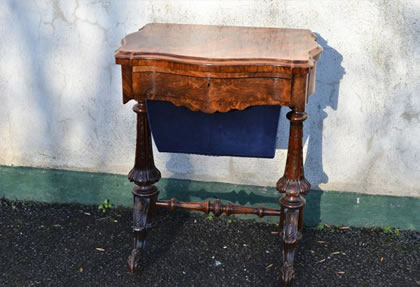 Victorian burr walnut games/ sewing table