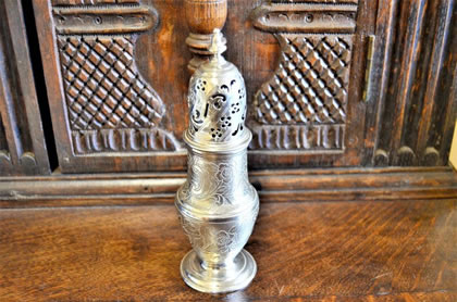 18th century silver castor