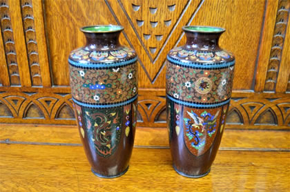 Pair of cloisonne vases