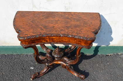 Victorian burr-walnut card table