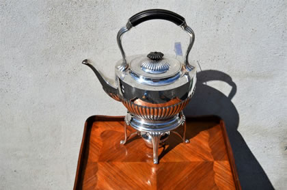 EPNS tea kettle on stand