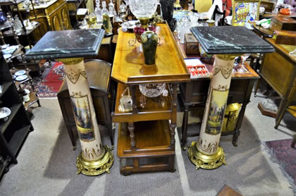 Pair of marble top pillars/pedestals