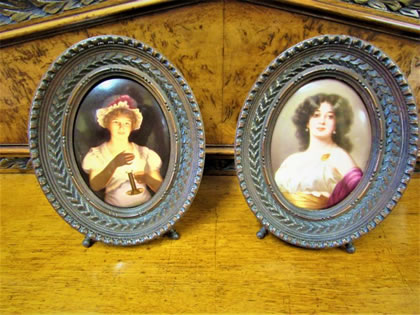 Pair of german /austrian hand painted porcelain plaques