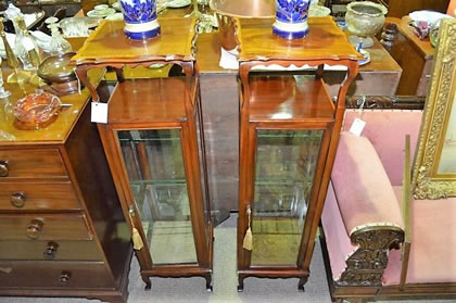 Pair of edwardian mahogany pedestals