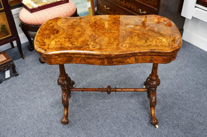 Victorian burr walnut card table