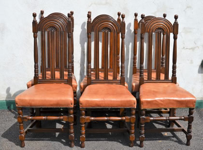 Set of six oak dining chairs