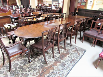 1920s mahogany triple pedestal table