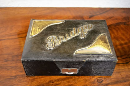 Silver mounted leather bridge box