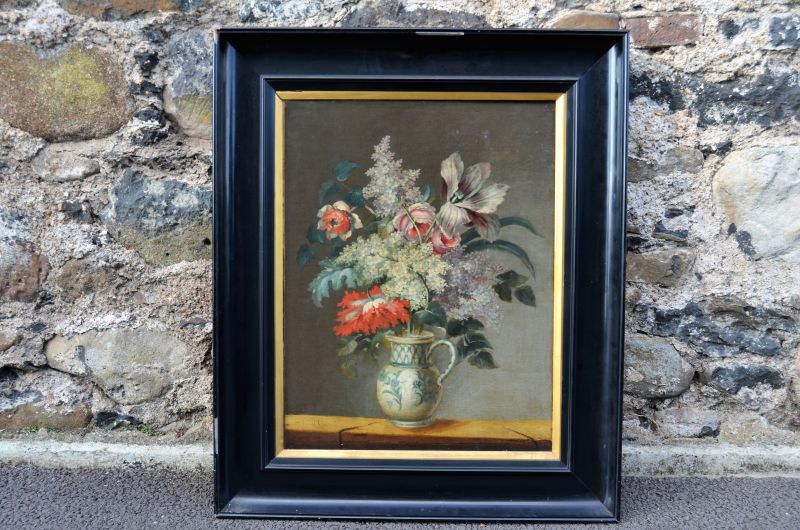 Framed still life oil on canvas