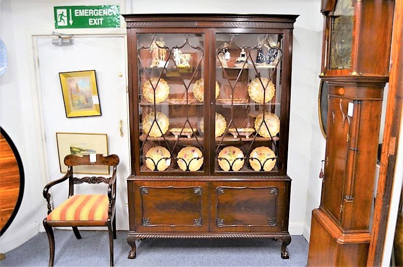 Two door edwardian mahogany display cabinet