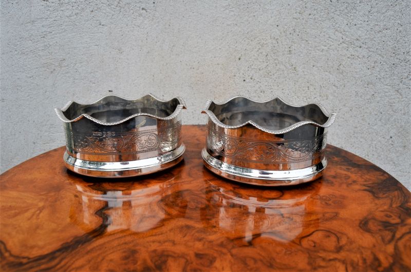 Pair of silver coasters