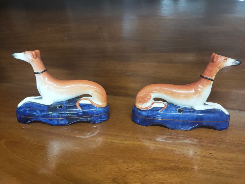 Pair of staffordshire dogs /  pen holders