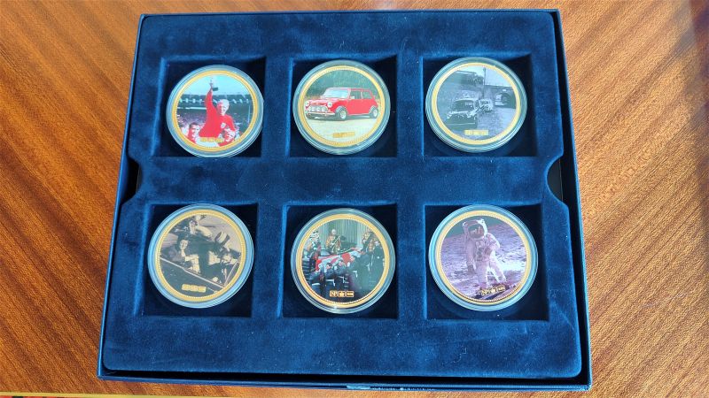 Set of six gold plated coins