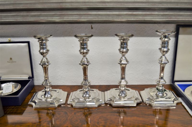 Set of four victorian silver candlesticks