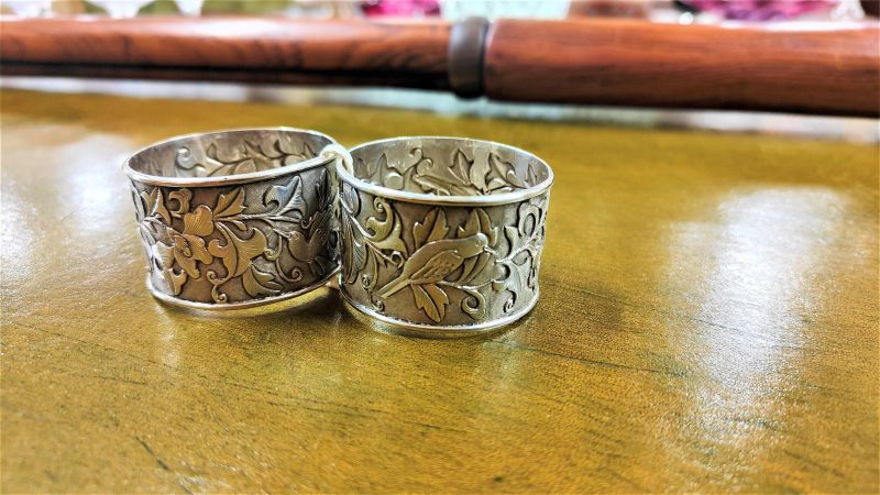 Pair chinese silver napkin rings