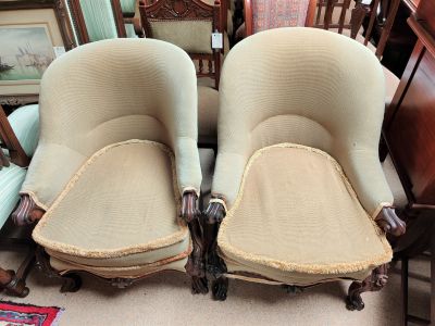 Pair of victorian rosewood armchairs
