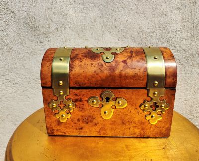 Victorian walnut & brass stationery box