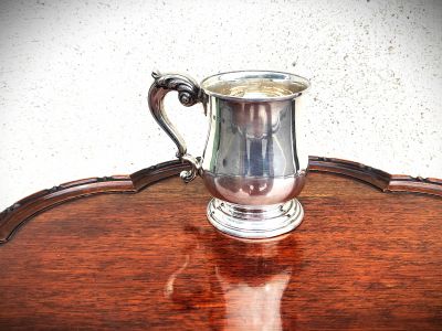 Silver christening mug