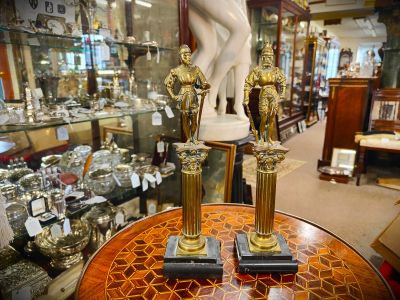 Pair of brass figures 