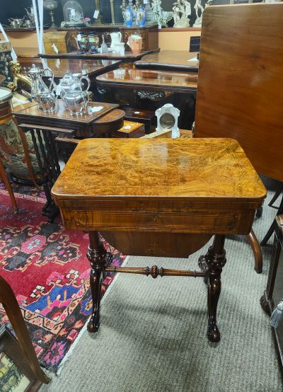Victorian burr walnut sewing table