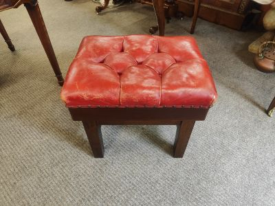 Mahogany & leather top piano stool