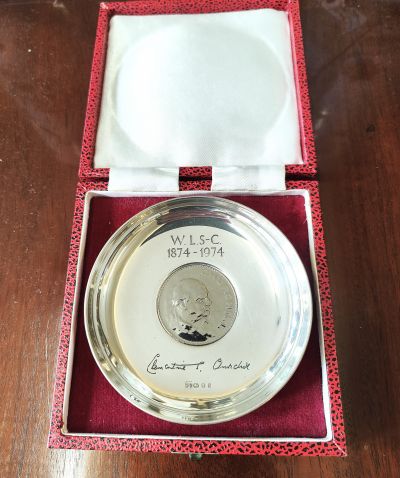 Cased silver dish 