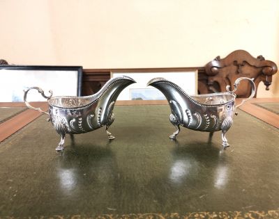 Pair of irish silver sauce boats