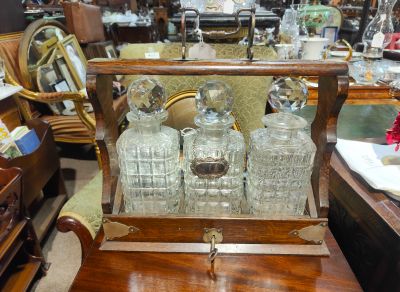 Victorian oak tantalus