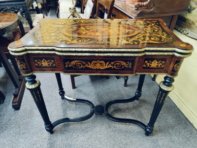 Victorian walnut & inlaid card table