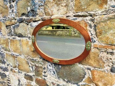 Copper & brass oval mirror