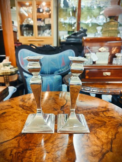 Pair of silver candlesticks 
