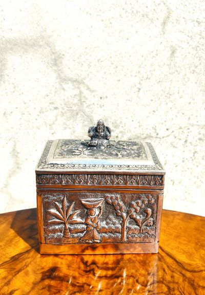 Indian silver tea caddy / box