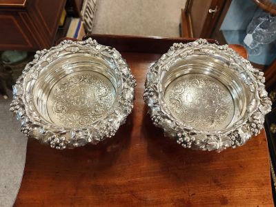 Pair of georgian silver coasters