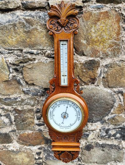 Edwardian oak cased barometer 