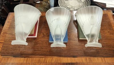 Three art deco glass wall lights
