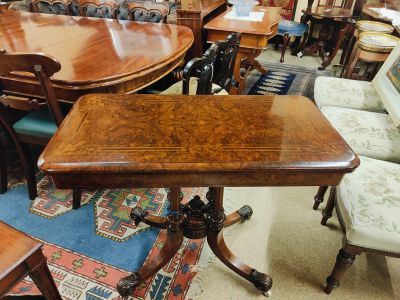 Victorian burr walnut card table 
