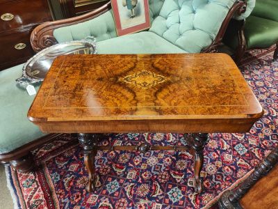 Victorian burr-walnut card table