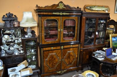 19th century walnut & brass mounted cabinet