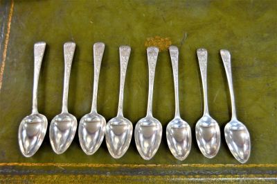 Set of eight silver spoons