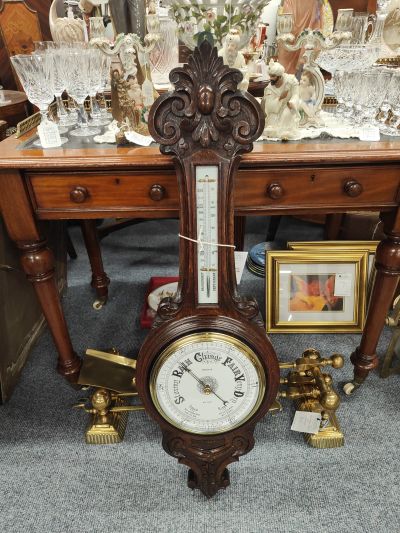 Edwardian carved oak  barometer