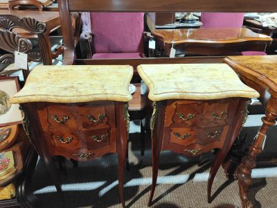 Pair of marble top pedestals