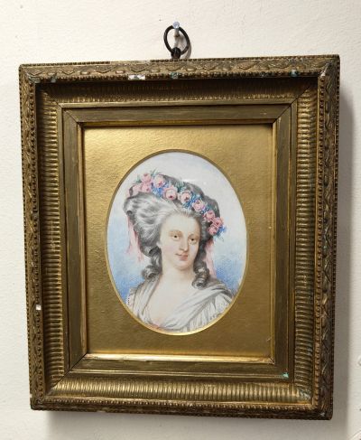 19th century miniature painting in gilt frame