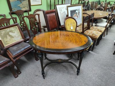 Victorian ebony and burr walnut table
