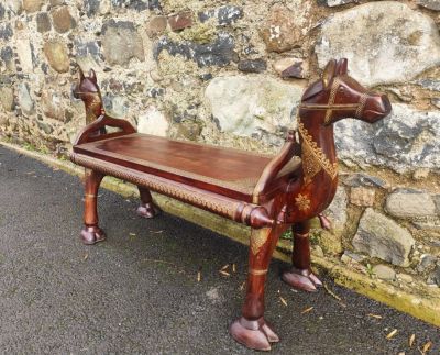 Carved wooden camel stool / seat