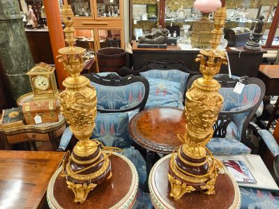 Pair marble gilt metal lamps