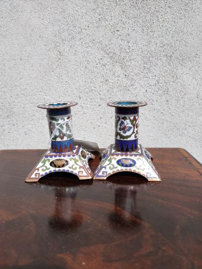 Pair of Cloisonné  candlesticks