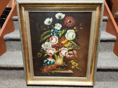 Gilt framed still life oil painting