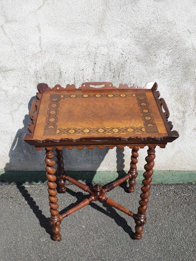 19th century walnut tray top table